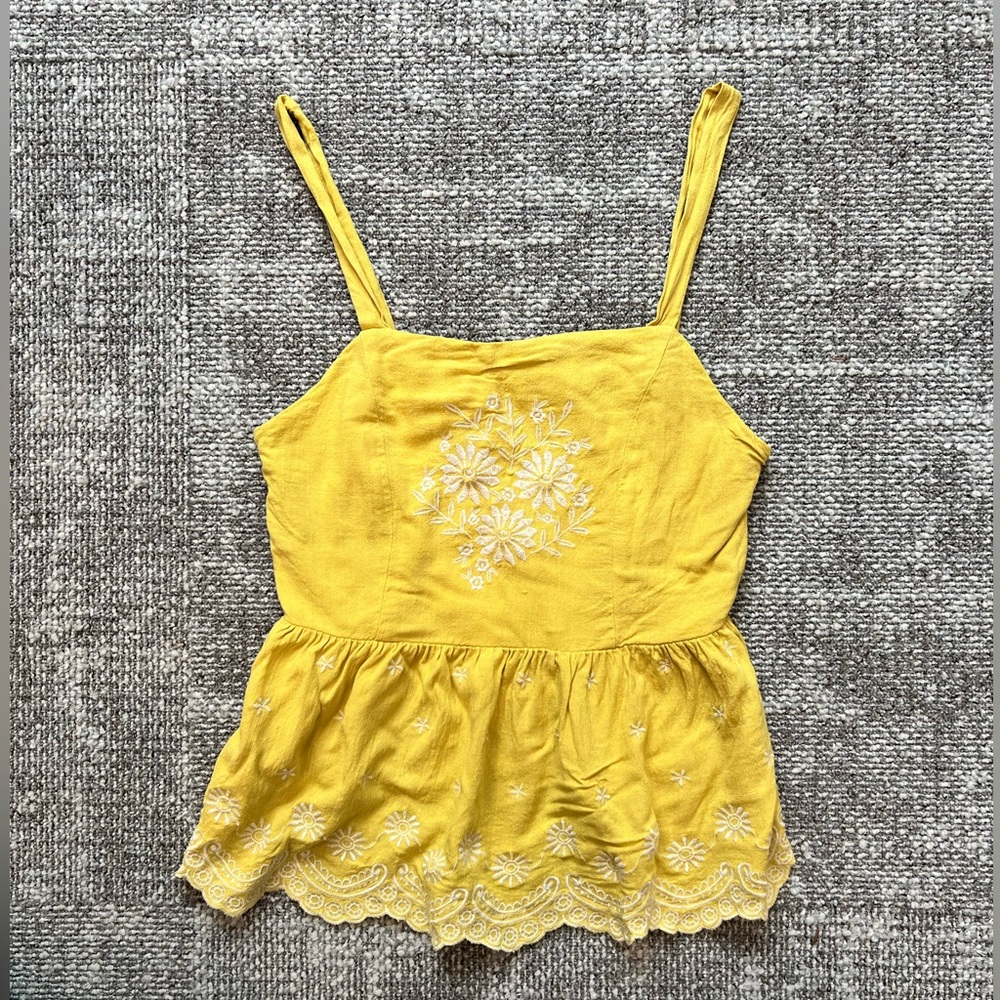 Floral Embroidered Yellow Women's Babydoll Camisole